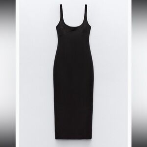 Zara Fitted Black Midi Dress